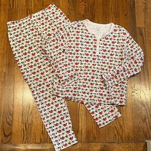 Roller Rabbit Women’s Small Pajama Set with Red and Green Christmas Print